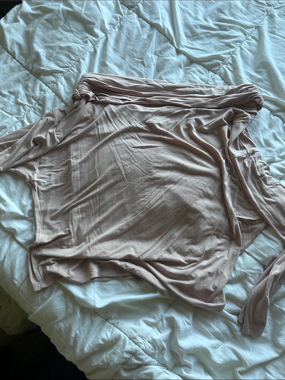 Express Off-Shoulder Long Sleeve Top in Blush